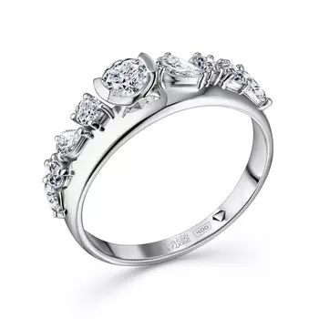 Кольцо с 9 бриллиантами белое золото 585