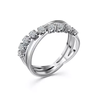 Кольцо с 9 бриллиантами белое золото 585