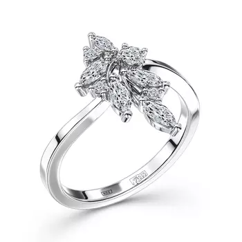 Кольцо с 9 бриллиантами белое золото 585