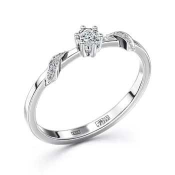 Кольцо с 9 бриллиантами белое золото 585