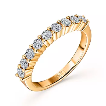 Кольцо с 9 бриллиантами желтое золото 585