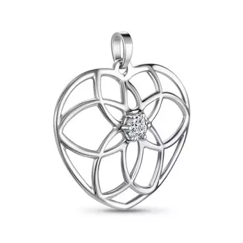 Подвеска с 1 бриллиантом белое золото 585