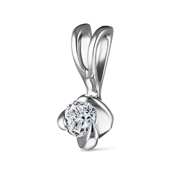 Подвеска с 1 бриллиантом белое золото 585