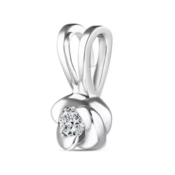 Подвеска с 1 бриллиантом белое золото 585
