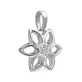 Подвеска с 1 бриллиантом белое золото 585