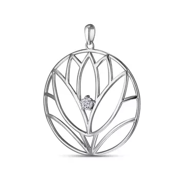 Подвеска с 1 бриллиантом белое золото 585