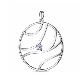 Подвеска с 1 бриллиантом белое золото 585