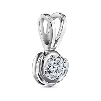 Подвеска с 1 бриллиантом белое золото 750
