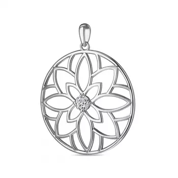 Подвеска с 1 бриллиантом белое золото 750