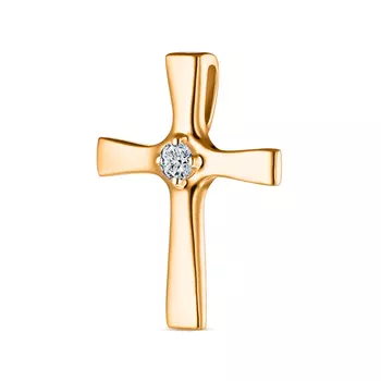 Подвеска с 1 бриллиантом желтое золото 585