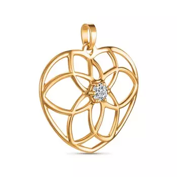 Подвеска с 1 бриллиантом желтое золото 585