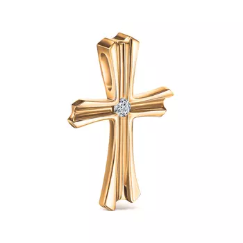 Подвеска с 1 бриллиантом желтое золото 585