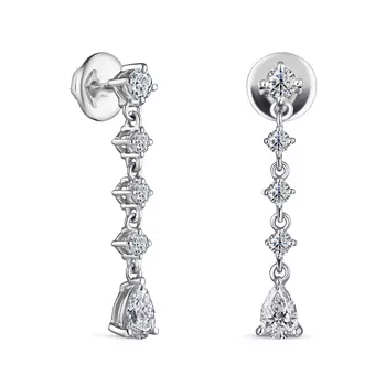 Пусеты с 10 бриллиантами белое золото 750