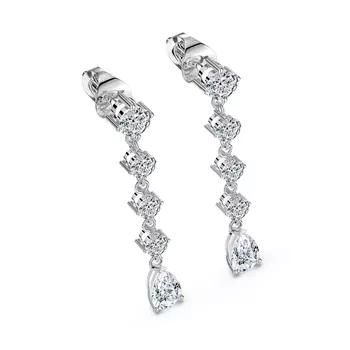 Пусеты с 10 бриллиантами белое золото 750