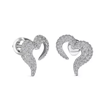 Пусеты с 122 бриллиантами белое золото 585