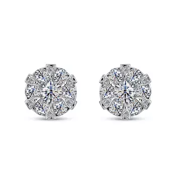 Пусеты с 26 бриллиантами белое золото 585