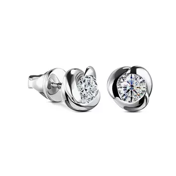 Пусеты с 2 бриллиантами белое золото 585