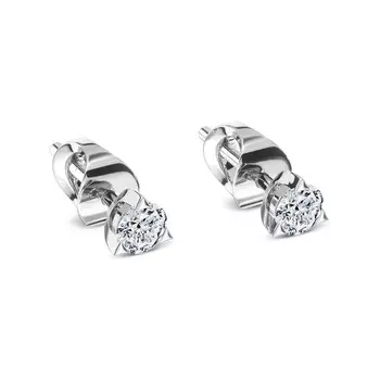 Пусеты с 2 бриллиантами белое золото 585