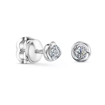 Пусеты с 2 бриллиантами белое золото 585