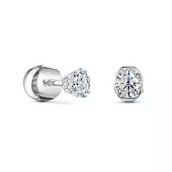 Пусеты с 2 бриллиантами белое золото 585