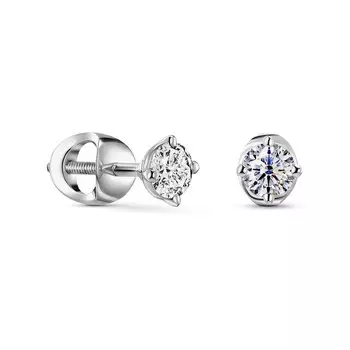 Пусеты с 2 бриллиантами белое золото 585