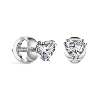 Пусеты с 2 бриллиантами белое золото 585