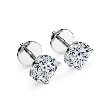 Пусеты с 2 бриллиантами белое золото 750