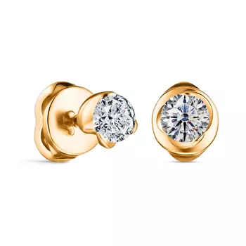 Пусеты с 2 бриллиантами желтое золото 585