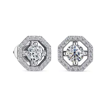 Пусеты с 42 бриллиантами белое золото 750