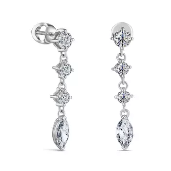 Пусеты с 8 бриллиантами белое золото 750