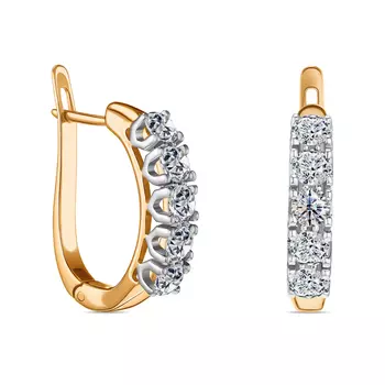 Серьги с 10 бриллиантами белое/желтое золото 585