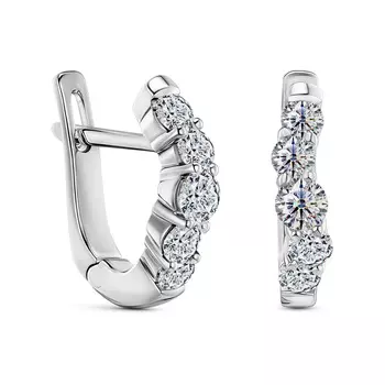 Серьги с 10 бриллиантами белое золото 585