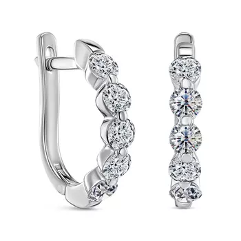 Серьги с 10 бриллиантами белое золото 585