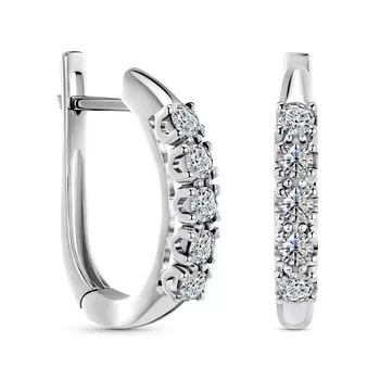 Серьги с 10 бриллиантами белое золото 585