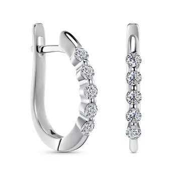 Серьги с 10 бриллиантами белое золото 585