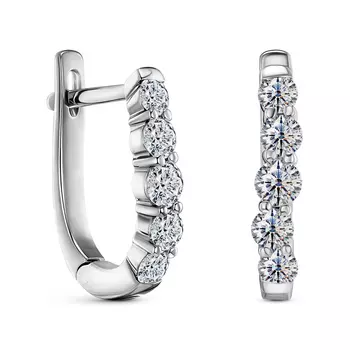 Серьги с 10 бриллиантами белое золото 585