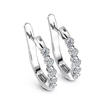Серьги с 10 бриллиантами белое золото 750