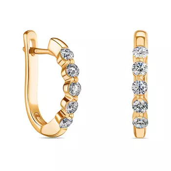 Серьги с 10 бриллиантами желтое золото 585