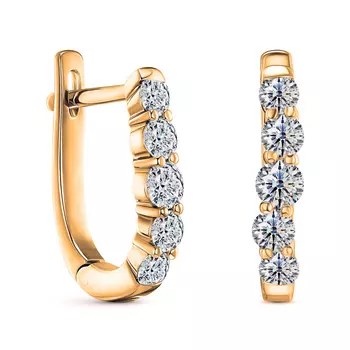 Серьги с 10 бриллиантами желтое золото 585