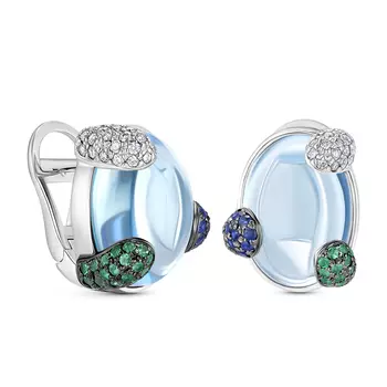 Серьги с 114 бриллиантами белое золото 585