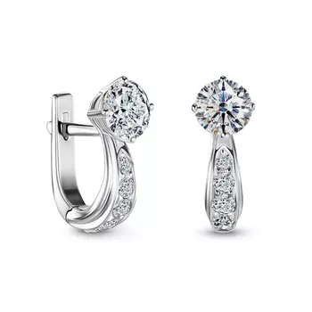 Серьги с 12 бриллиантами белое золото 750