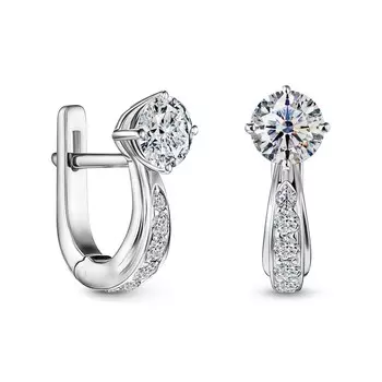 Серьги с 12 бриллиантами белое золото 750