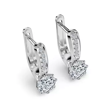 Серьги с 12 бриллиантами белое золото 750