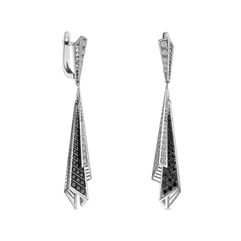 Серьги с 138 бриллиантами белое золото 585