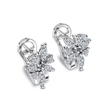 Серьги с 14 бриллиантами белое золото 585