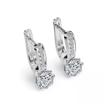 Серьги с 14 бриллиантами белое золото 750