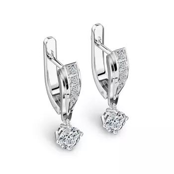 Серьги с 14 бриллиантами белое золото 750