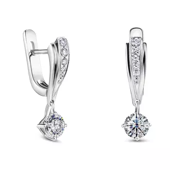 Серьги с 14 бриллиантами белое золото 750