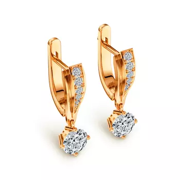 Серьги с 14 бриллиантами желтое золото 750