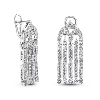 Серьги с 150 бриллиантами белое золото 750